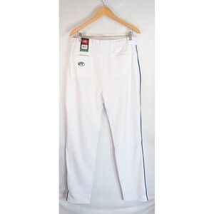 Rawlings Mens Baseball Pants White Navy Blue Piping Semi-Relaxed Fit Large NEW